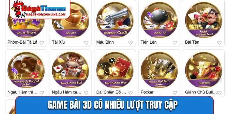 Game bài 3D có nhiều lượt truy cập